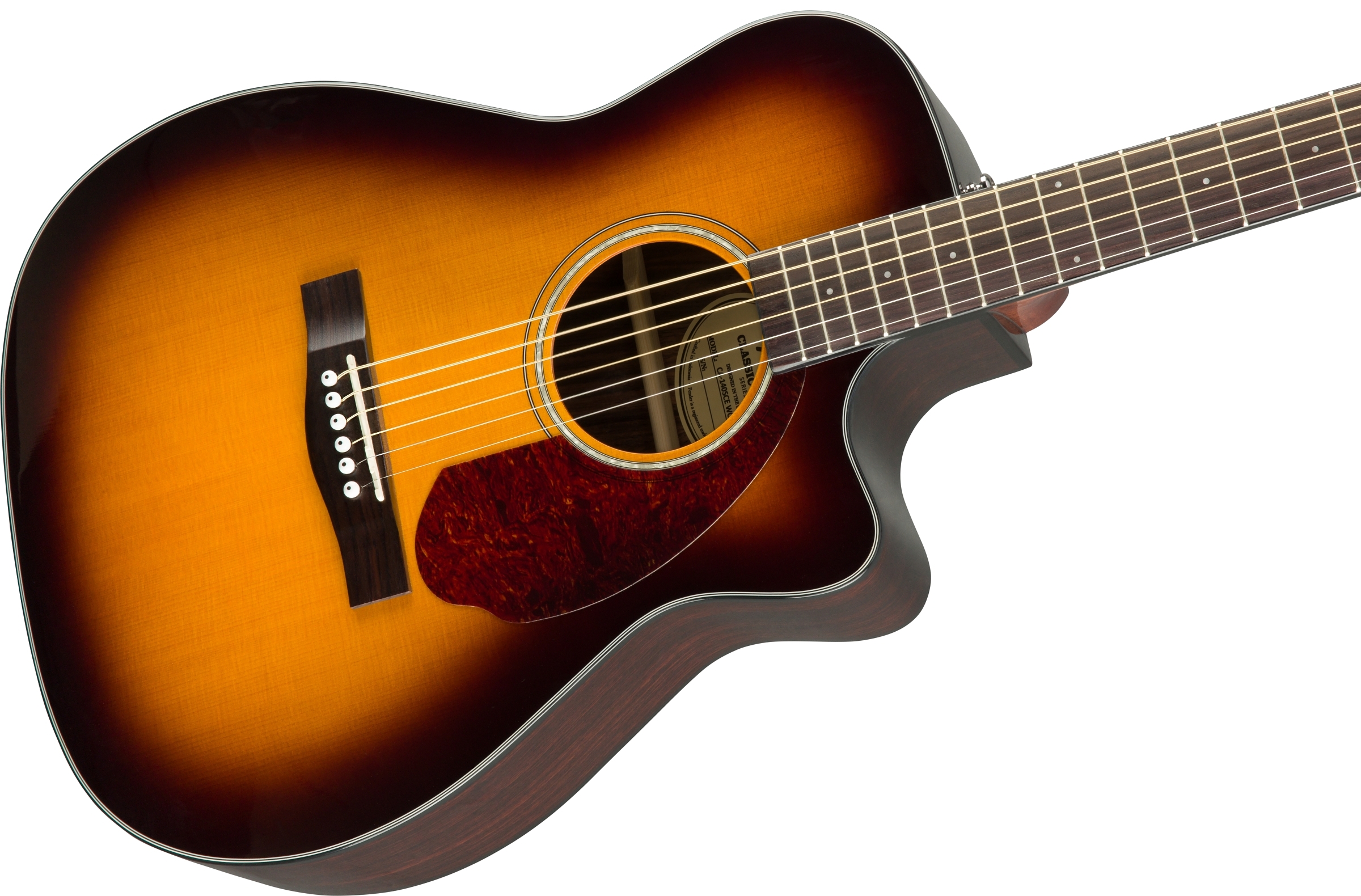 Электроакустическая гитара Fender CC-140SCE Sunburst — корпус и детали - фото 3