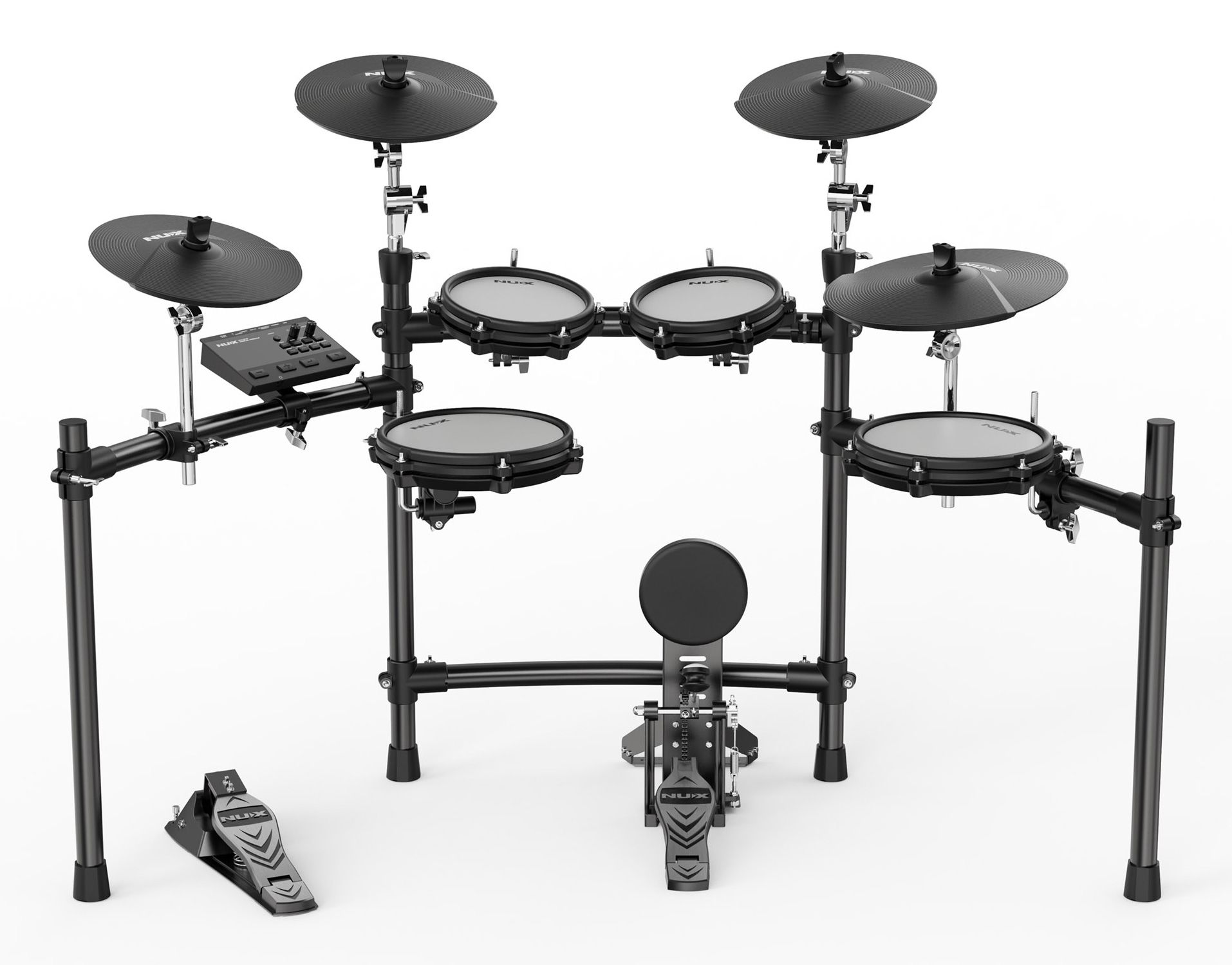 Электронные барабаны Nux DM-300 — модуль, сетчатые пэды 10″ и 8″, тарелки с глушением
