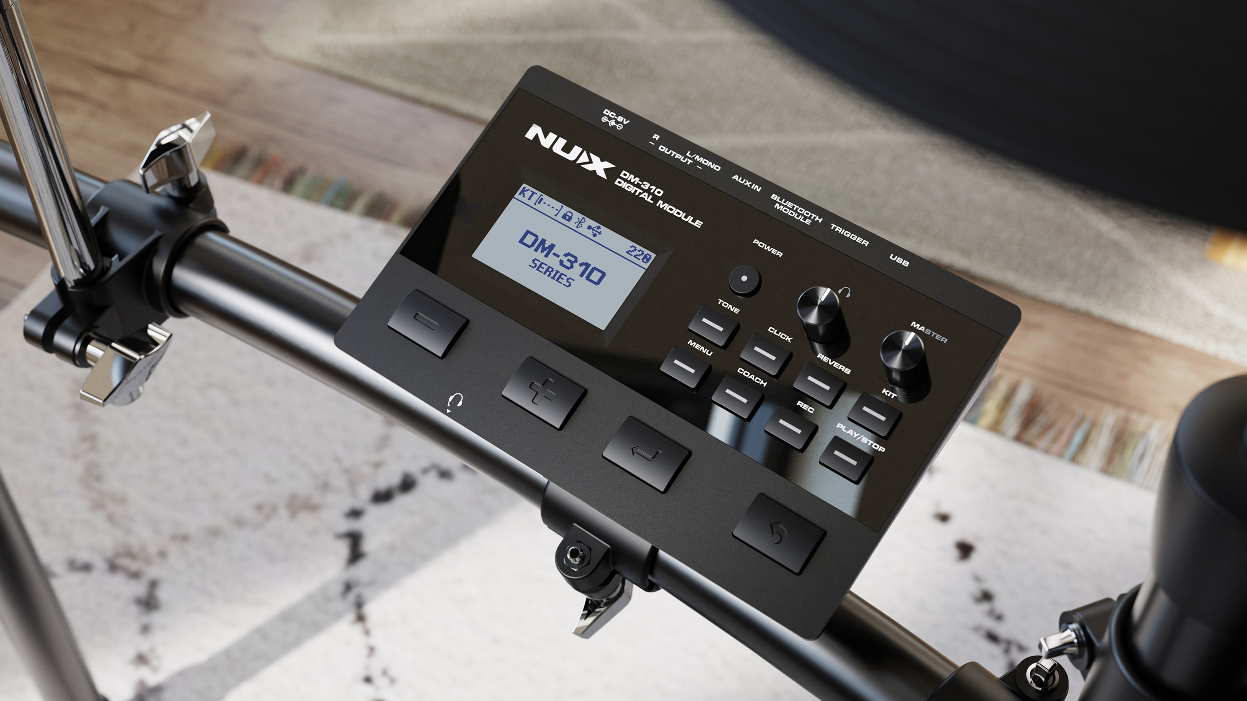 Электронные барабаны Nux DM-310 — модуль, сетчатые пэды 10″ и 8″, тарелки 12″ и 14″ - фото 4
