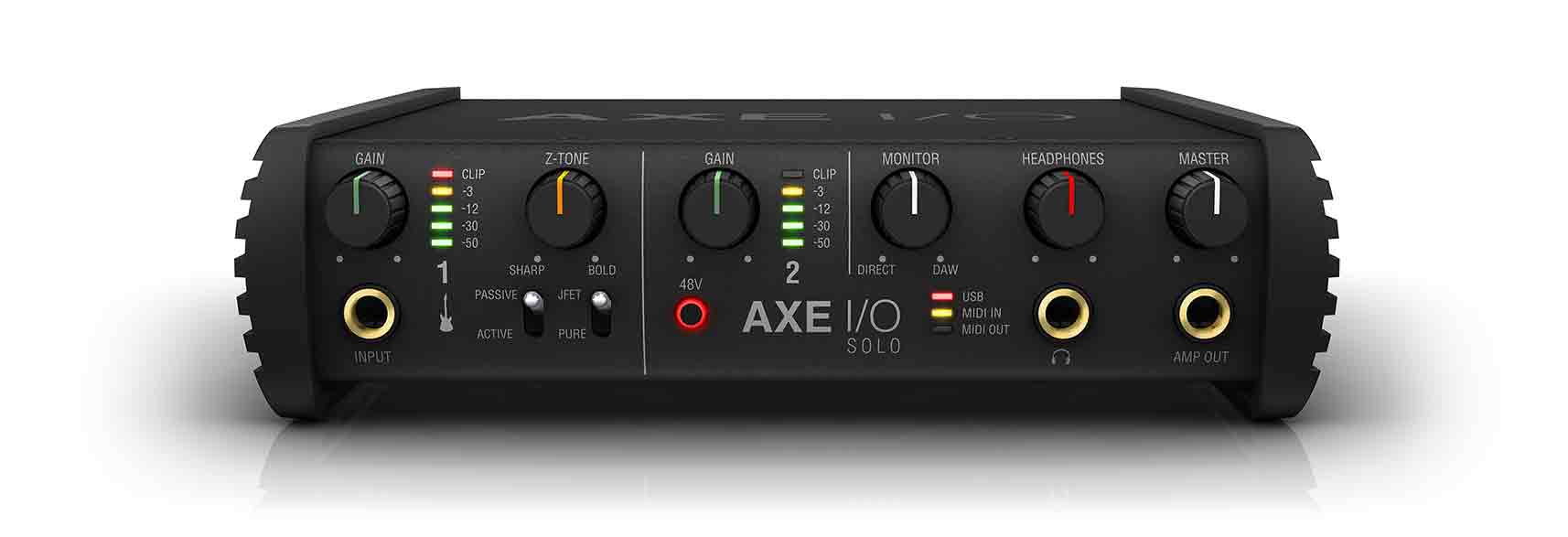 USB-аудиоинтерфейс IK Multimedia AXE I/O Solo — разъёмы и органы управления - фото 2