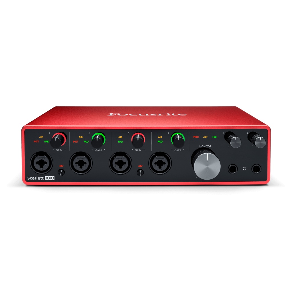 USB-аудиоинтерфейс Focusrite Scarlett 18i8 3rd gen — разъёмы и органы управления