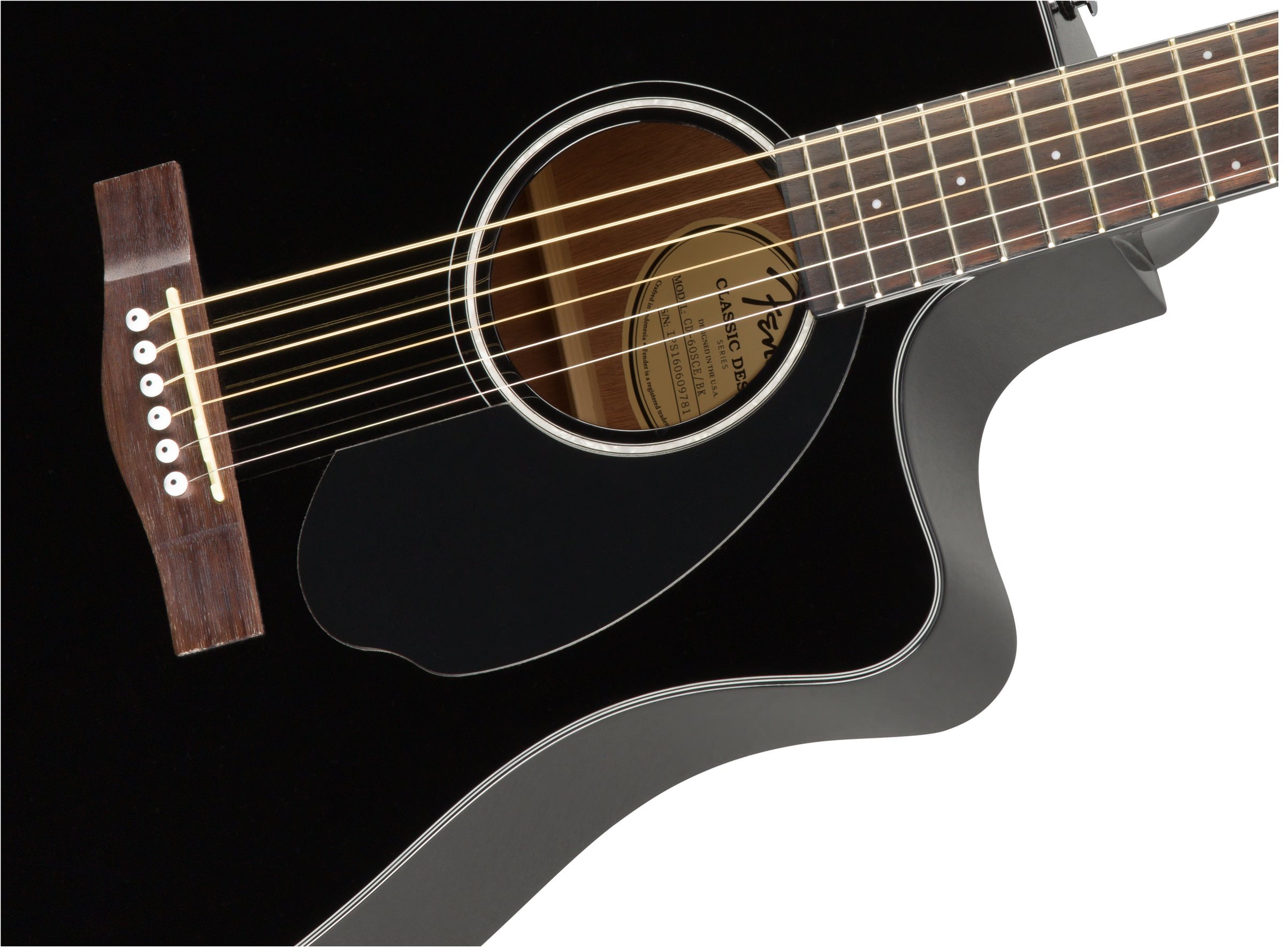 Электроакустическая гитара Fender CD-60SCE Black — корпус и детали - фото 3