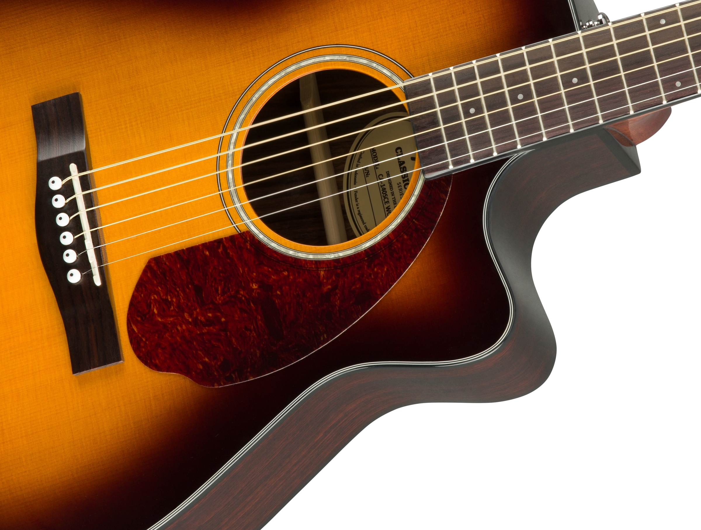 Электроакустическая гитара Fender CC-140SCE Sunburst — корпус и детали - фото 2
