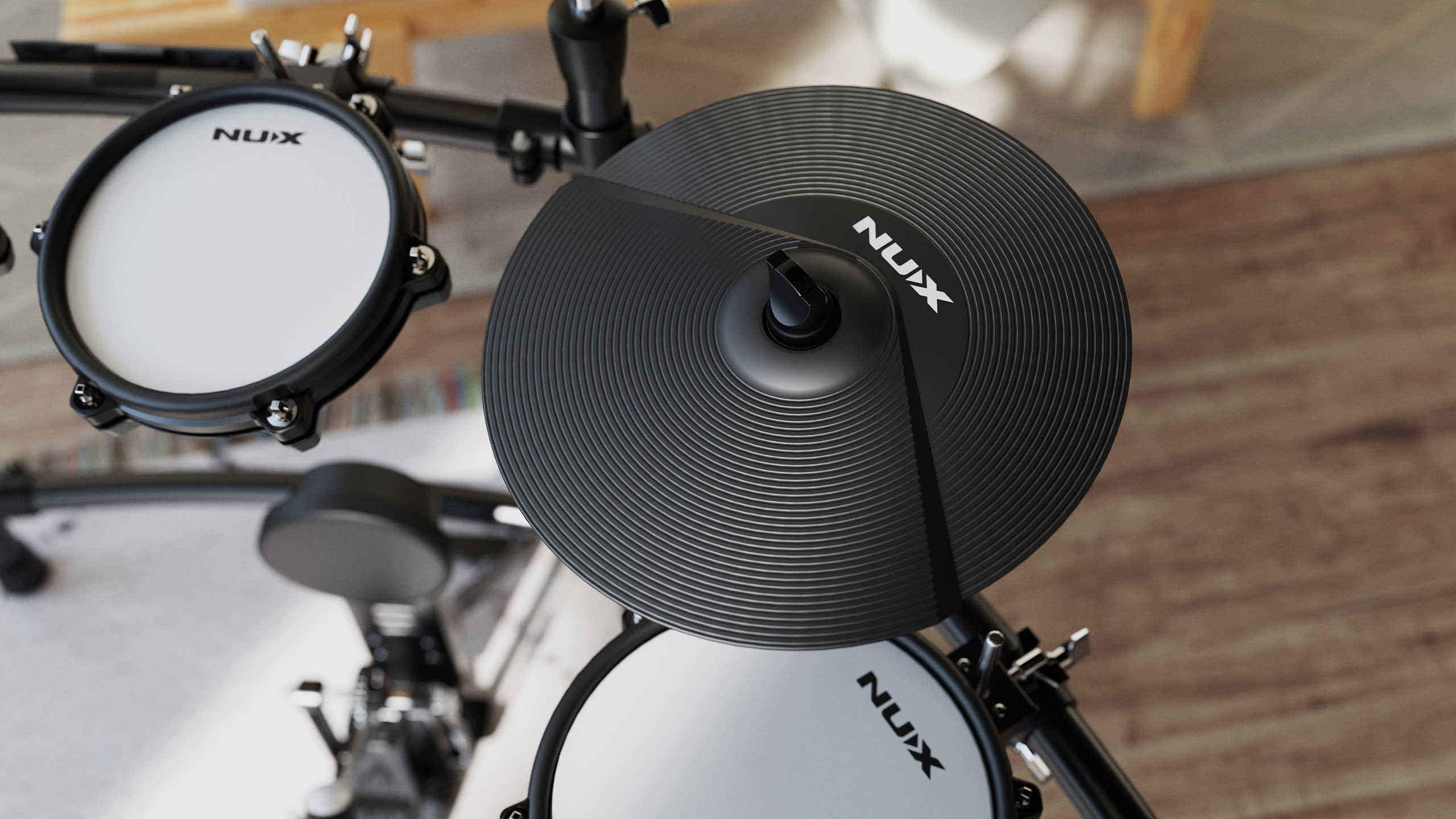 Электронные барабаны Nux DM-310 — модуль, сетчатые пэды 10″ и 8″, тарелки 12″ и 14″ - фото 3