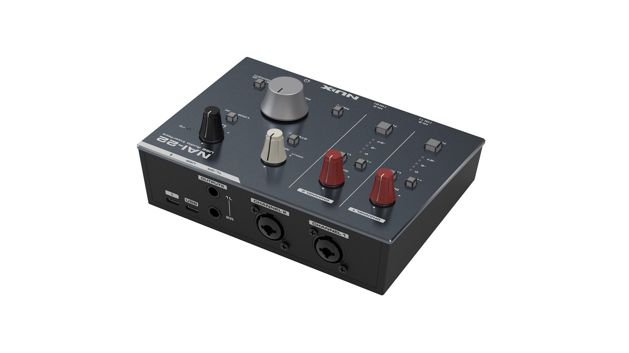 USB-аудиоинтерфейс Nux NAI 22 — разъёмы и органы управления - фото 2