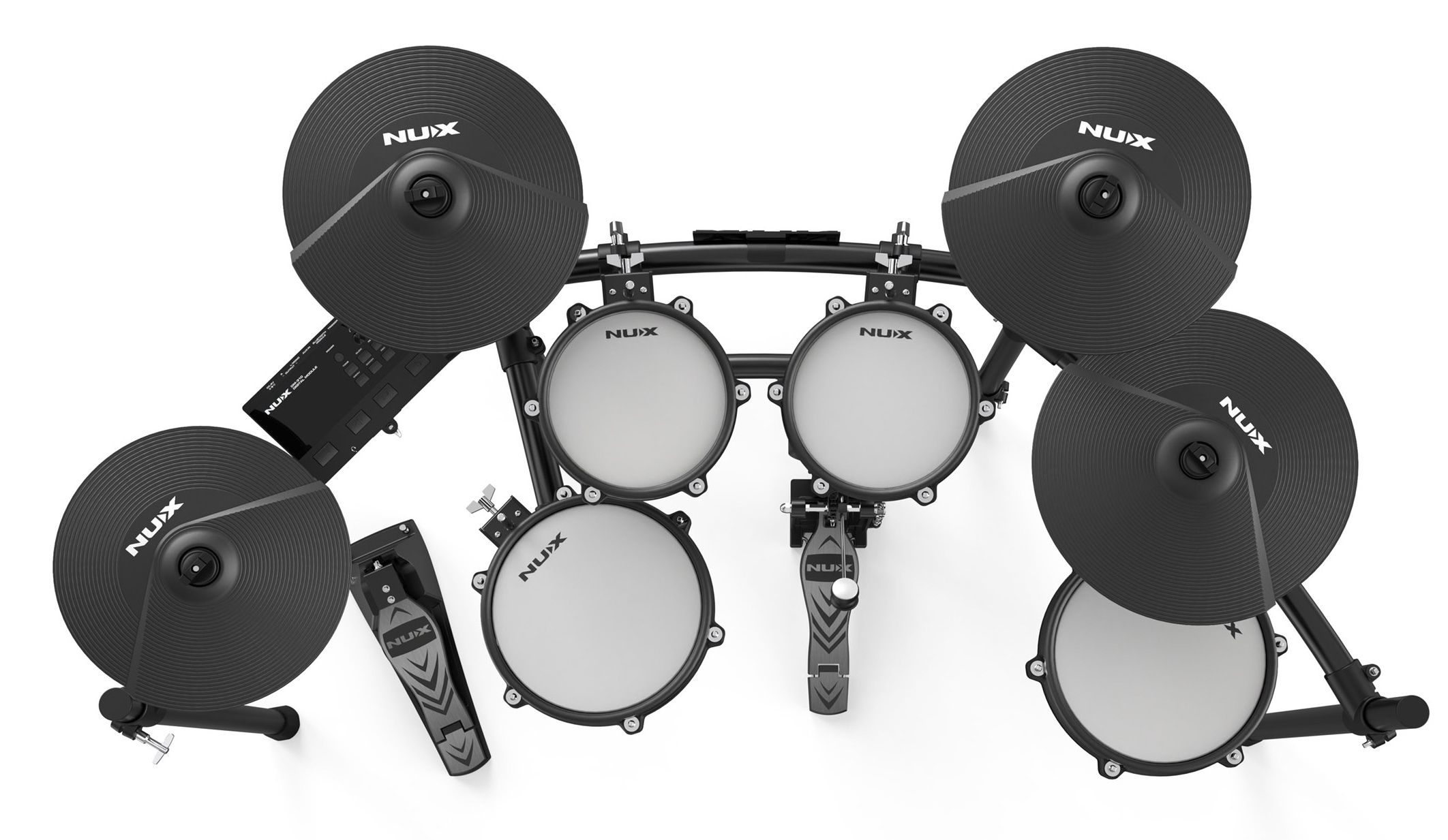 Электронные барабаны Nux DM-300 — модуль, сетчатые пэды 10″ и 8″, тарелки с глушением - фото 1