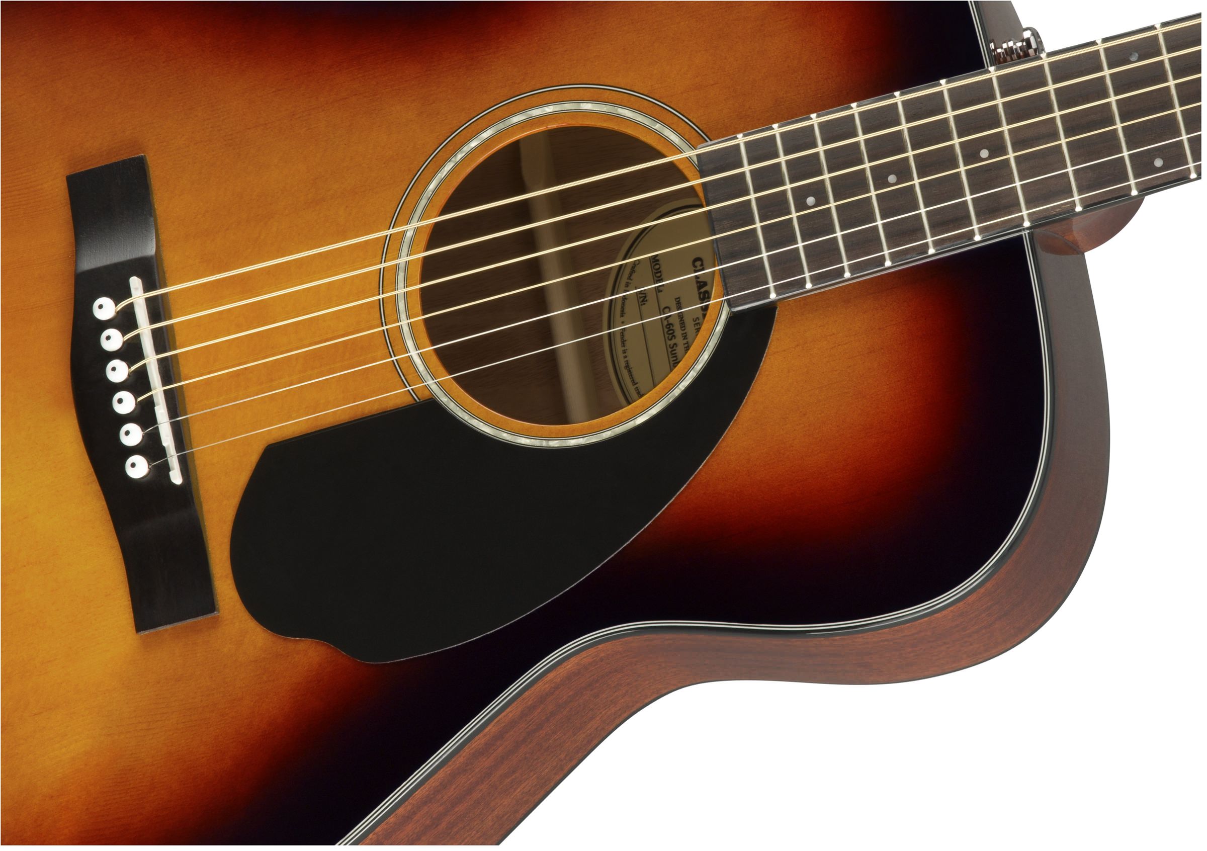 Акустическая гитара Fender CC-60S Sunburst — корпус и детали - фото 3